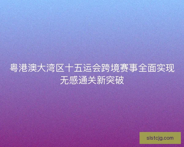 粤港澳大湾区十五运会跨境赛事全面实现无感通关新突破