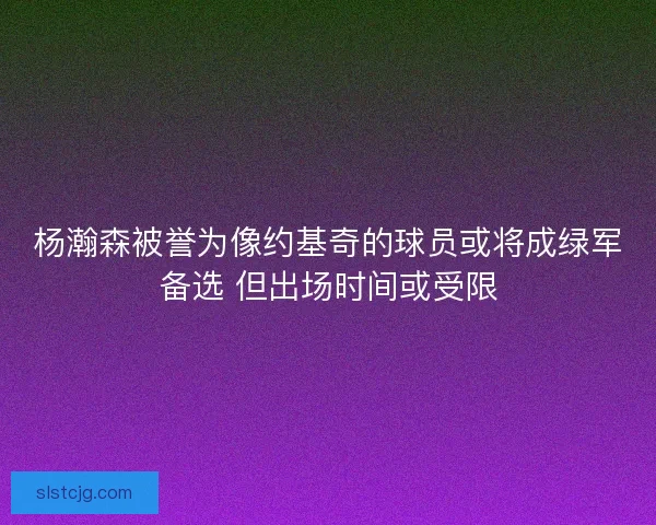 杨瀚森被誉为像约基奇的球员或将成绿军备选 但出场时间或受限 杨瀚森被誉为像约基奇的球员或将成绿军备选 但出场时间或受限