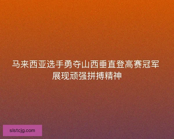 马来西亚选手勇夺山西垂直登高赛冠军 展现顽强拼搏精神 马来西亚选手勇夺山西垂直登高赛冠军 展现顽强拼搏精神